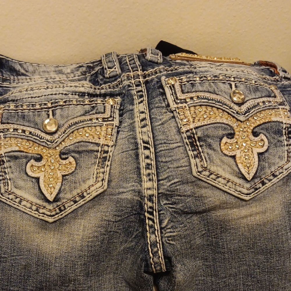 Rock Revival Womens Distressed Blue Jeans - Picture 3 of 4